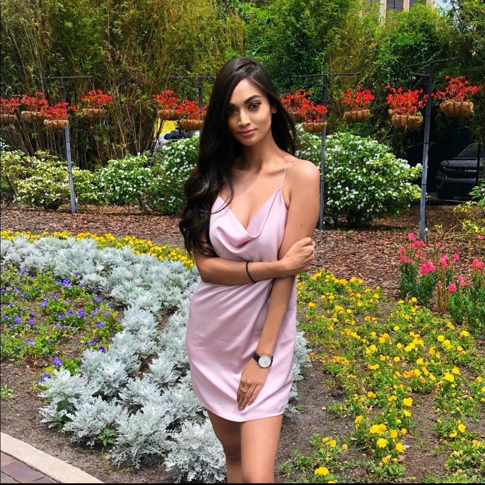 Pink satin dress